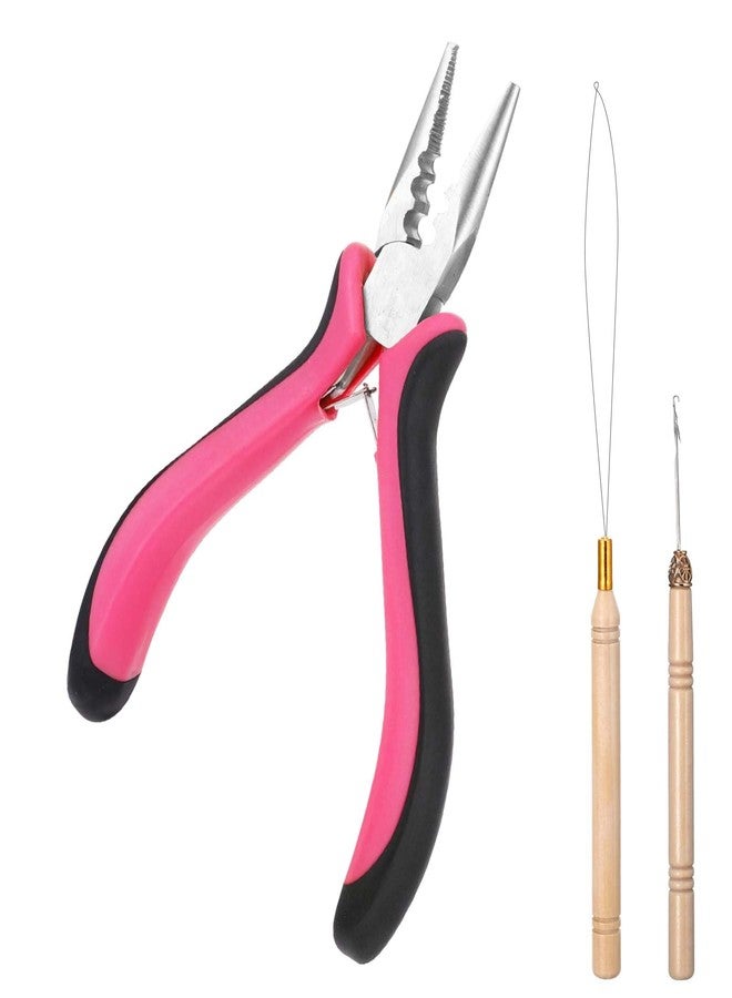 ElevateTech Hair Extension Tools Kit, 3 Pcs Microlinks Beads Tools Pliers Loop Needle Pulling Hook Tool 3-Hole Micro Links Hair Extensions Kit for Micro and Nano Ring Hairs Extensions or Removal - Image 1